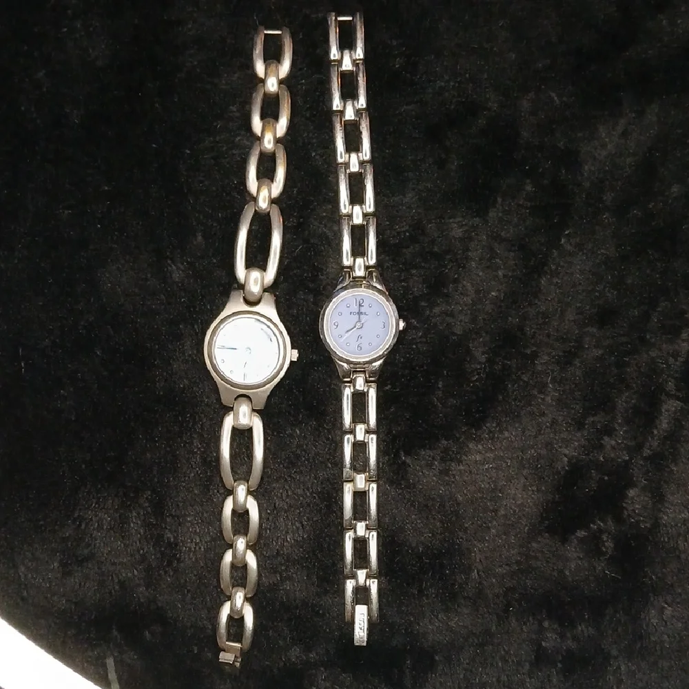 Bundle Of Fossil 2 Silver Watches with Blue Dial Es9090 Es9021 - Picture 1 of 14